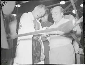 Tony Zale Getting Hand Examined After Fight