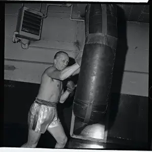 Tony Zale Hitting Punching Bag