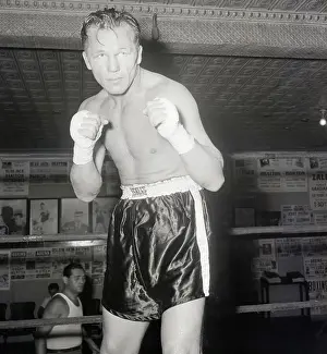 Gymnasium Prints: Tony Zale Standing In Fighting Pose