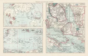 Images Dated 25th August 2018: Topographic maps of the former German colonies, lithograph, published 1897