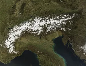 Images Dated 19th March 2008: topography, satellite view, nobody, alpen, alpes, alps, austria, europe, france, mountains
