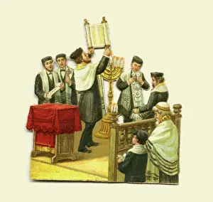 Judaica Prints: The Torah on the Bimah