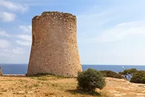 Images Dated 17th April 2014: Torre de Cala Pi, medieval watchtower on the coast, Cala Pi, Mediterranean Sea, Majorca