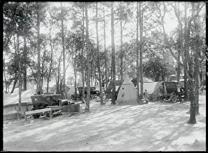 Augustine Prints: Tourists Camping in Woods