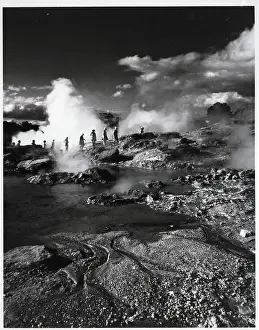 Sightseeing Prints: Tourists Passing Steaming Geysers