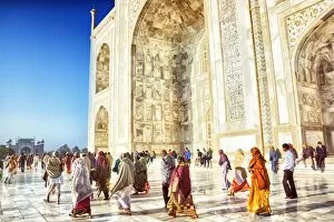 Tourists at the Taj Mahal