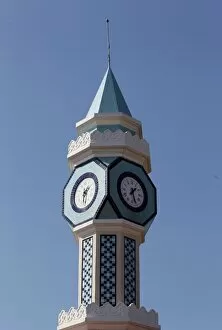 Tower with clock and blue ceramic tiles, Manavgat, Turkey