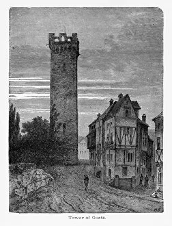 Gothic Style Gallery: Tower of Goetz in Heilbronn, Germany Circa 1887