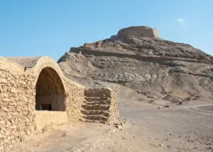 Images Dated 8th March 2017: Tower of Silence and Zoroastrian village, near Yazd, Iran
