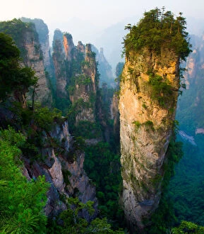 Images Dated 27th May 2011: Towering stone peaks in Zhangjiajie, China