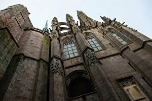 Images Dated 21st December 2012: Towering wall of abbatial church Mont Saint-Michel, Normandy, France