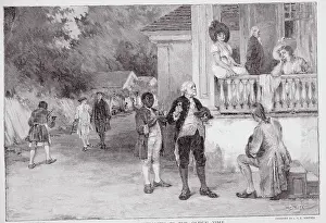 Kentucky Prints: Town Folks on Street and in Front of House
