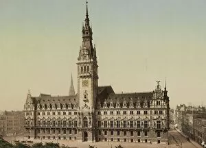 City Hall Collection: The Town Hall in Hambrug, Germany, Historic, Photochrome print from the 1890s