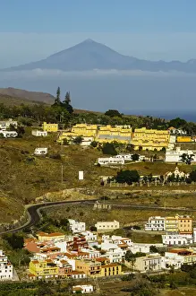 Gomera Prints: Town of Playa de Santiago, Mount Teide or Pico del Teide at back