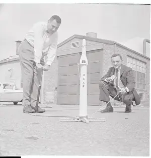 Toy Designers Testing Toy Missile Outdoors