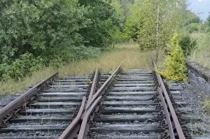 Infrastructure Gallery: Tracks running into the countryside at a disused railway station on a regional route from Marburg - Erdtebrueck
