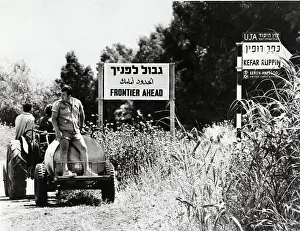Tractor Prints: Tractor Passing Two Signs