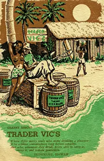 Prints of USA - 1939: A menu for Trader Vic's reads 'Trader Vic's' from 1939 in USA. (Photo by Jim Heimann Collection/Getty Images) A Visual Journey Through Jim Heimann’s Collage Illustrations—Celebrating the Art of Vintage Ephemera and Pop History: Trader Vic's