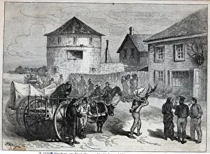Oxen Prints: Traders At Fort Manitoba; Engraving