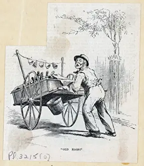 Peddler Prints: Tradesman Pushing Cart With Bells