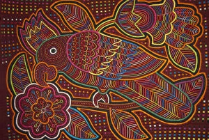Traditional colorful hand stitched Kuna Indian mola
