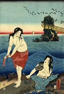Traditional Japanese Woodblocks Gallery: Traditional Japanese Woodblock print of Pearl Divers