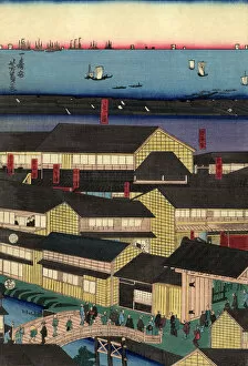 Architecture And Buildings Collection: Traditional Japanese Woodblock Yokohama Bay