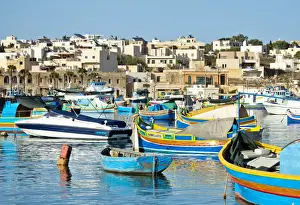Traditional Maltese fishing boats, Marsaxlokk town