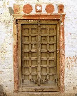 Alluring Doorway Prints: Traditional Rajasthani painted door in the old town of Jaisalmer, Rajasthan, India