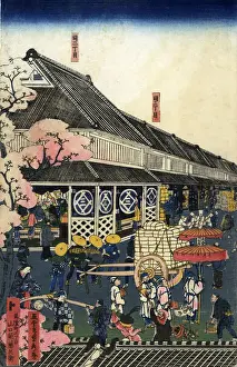 Traditional Sadahide Japanese Woodblock print of Tokyo