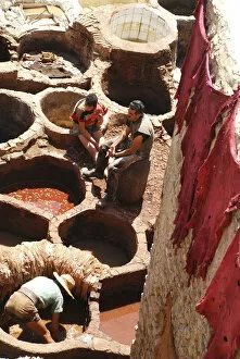 Traditional tanneries and dyeworks Fes Morocco