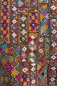 Images Dated 6th March 2013: Traditional wall hanging from Rajasthan, colourful, inlaid with mirrors and different patterns