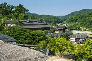 Traditional wooden houses in village, Yangdong, Gyeongju, South Korea