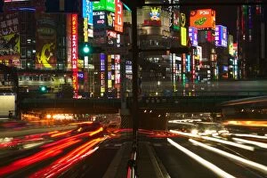 Multiple Lane Highway Gallery: Traffic, Shinjuku, Tokyo, Honshu, Japan, elevated view