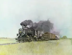 Nebraska Prints: Train Passing through Countryside