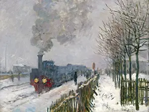 Train in the Snow (The Locomotive). Artist: Monet, Claude (1840-1926) train snow the locomotive artist monet