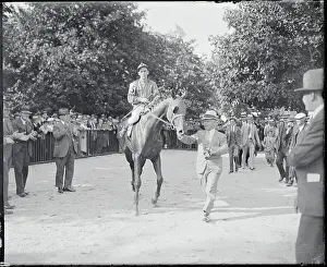 Elmont Prints: Trainer and Spectators Gazing at Winning Horse
