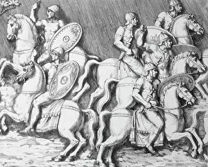 Trajan Prints: Trajan Leading His Cavalry on Horseback