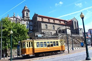 Tram and Church of San Francisco in Porto