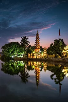 Images Dated 6th December 2016: Tran Quoc Pagoda, Night, Vertical, Hanoi, Vietnam
