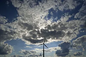 Images Dated 21st August 2014: tratocumulus and a wind turbine as a silhouette, Karsberg, Upper Franconia, Bavaria, Germany