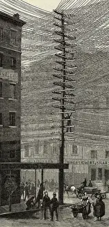 Telegraph Wire Prints: Travelers Underneath Transmitting Wires