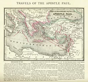 Ilustration Collection: Travels of The Apostle Paul Map Engraving