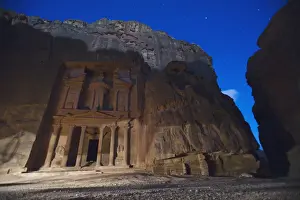 Treasury Prints: The Treasury At Night In The Nabatean City