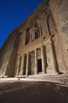 Treasury Prints: The Treasury At Night In The Nabatean City
