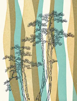 Fir Tree Prints: Trees on Stripe
