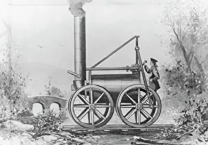 Wash Drawing Prints: Trevithick's Locomotive of 1808