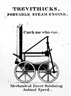 1825 Prints: Trevithicks portable steam engine