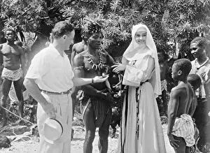 Habit Prints: Tribal Chieftain Giving a Goat to Audrey Hepburn