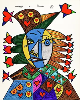 Cubism Prints: Tribute to Picasso (Omaggio a Picasso), Mario De Biasi, 1995, 20th Century, drawing